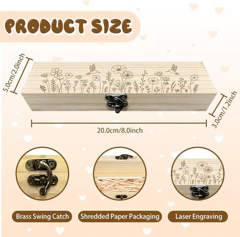 CHGCRAFT Pregnancy Test Keepsake Box Hummingbirds Wooden Pregnancy Announcement Gifts Box with Raffia Ribbon and Lock Announcement Gifts for Dad Husband, 8x2x1.2inch in Kuwait
