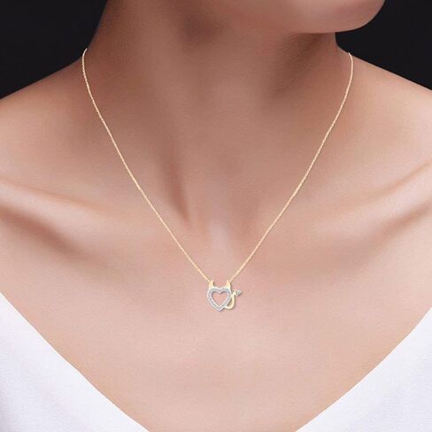 THE JEWEL ZONE Natural Diamond Accent Devil Heart Pendant Necklace 14k Gold Over Sterling Silver in Kuwait