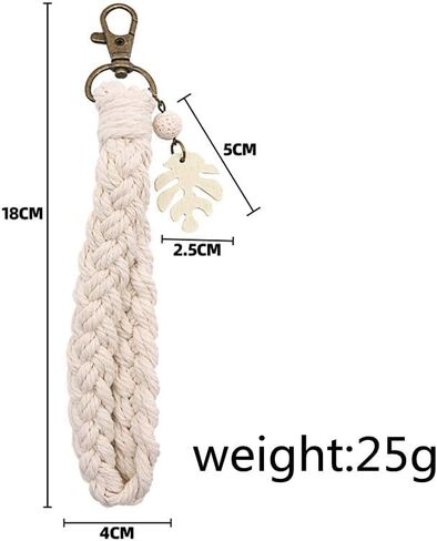 Soft Macrame Boho Keychain Handmade Keyring Flower Cute Weave Wristlet Bracelet Wrist Lanyard Women Teen Accessory in Saudi Arabia