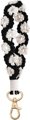 Soft Macrame Boho Keychain Handmade Keyring Flower Cute Weave Wristlet Bracelet Wrist Lanyard Women Teen Accessory in Saudi Arabia
