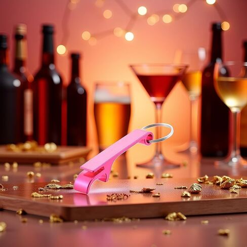 Pink Portable 4 Close 1 Bottle Opener Key Chain Key Chain Metal Key Chain Bottle Openers Automobile Keychains in Saudi Arabia