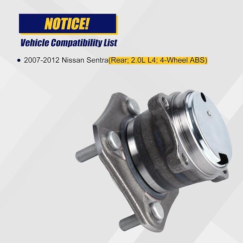 KUSATEC 512384 Rear Wheel Bearing and Hub Assembly Compatible with 2007-2012 Nissan Sentra, 4 Lug Bolts w/ABS in Saudi Arabia
