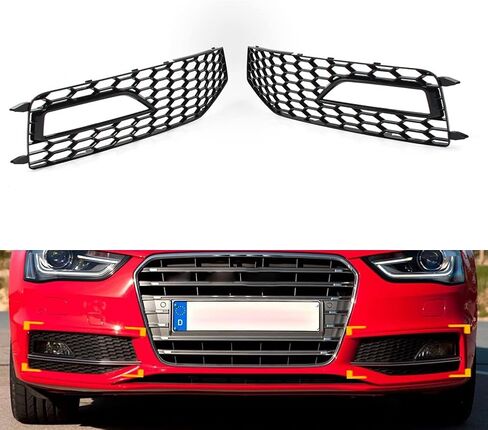 Lirun Car Fog Light Cover Honeycomb Hex Mesh Bezel Fog Lamp Cover Replacement 8K0807681L 8K0807682M For Audi A4 B8.5 S-line S4 RS4 2013 2014 2015 in Saudi Arabia