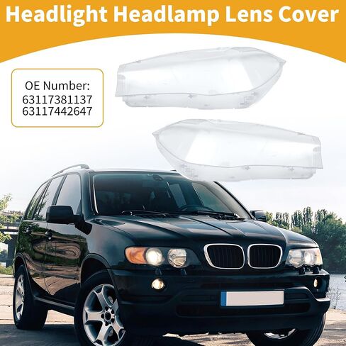 1PAIR LESSALS LENS COVER NO.63117442647/63117442648 CAR RIDE LESE MELITER LENSE LENSE CLEAR CLOVE LENS FOR BMW X5 X6 2014-2018 PC CLEAR in Saudi Arabia