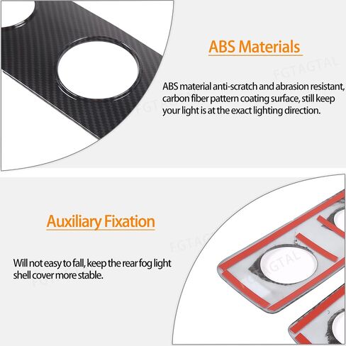 Rear Fog Light Cover Compatible with Toyot@ FJ Cruiser 2007-2021, Rear Tail Fog Light Lamp Decorative Protection Trim Cover, 2PCS (Carbon Fiber Pattern Black) in Saudi Arabia