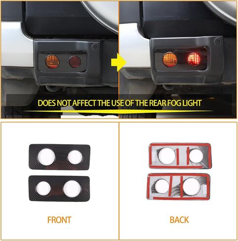Rear Fog Light Cover Compatible with Toyot@ FJ Cruiser 2007-2021, Rear Tail Fog Light Lamp Decorative Protection Trim Cover, 2PCS (Carbon Fiber Pattern Black) in Saudi Arabia