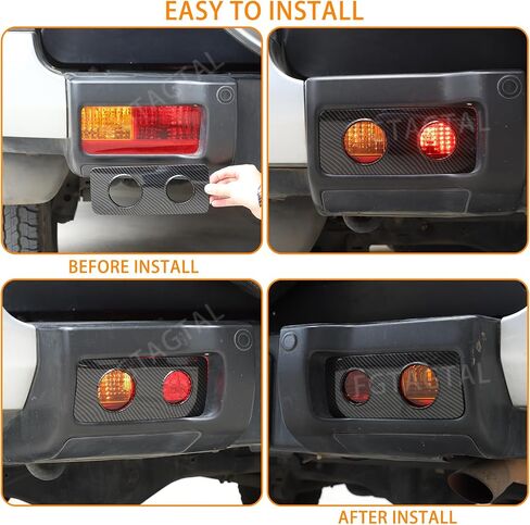Rear Fog Light Cover Compatible with Toyot@ FJ Cruiser 2007-2021, Rear Tail Fog Light Lamp Decorative Protection Trim Cover, 2PCS (Carbon Fiber Pattern Black) in Saudi Arabia