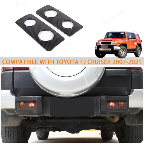 Rear Fog Light Cover Compatible with Toyot@ FJ Cruiser 2007-2021, Rear Tail Fog Light Lamp Decorative Protection Trim Cover, 2PCS (Carbon Fiber Pattern Black) in Saudi Arabia