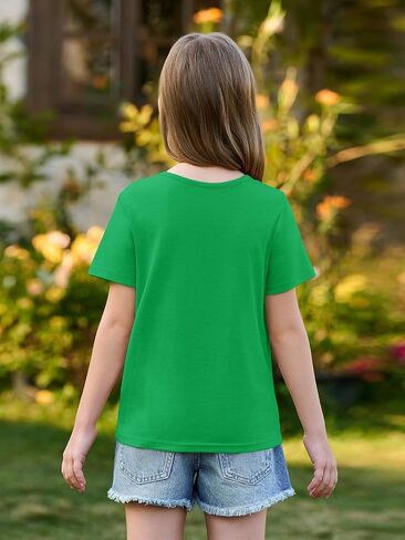 Haloumoning Girls Short Sleeve T Shirts Kids Summer Fashion Pleated Crewneck Tops Tees 5-14 Years in Saudi Arabia