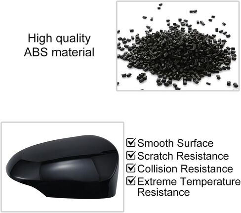 JSCARLIFE 2012-2020 T-oyota Yaris ABS Mirror Covers | Direct - Fit Side Mirror Caps, Effortless Clip - On Install (Black) in Saudi Arabia