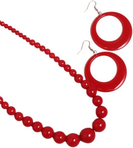 Todu Chunky Large Acrylic Beaded Necklace Earrings Set Candy Color 80s Necklace Earrings For Women Fashion Hip Hop Jewelry Gift in Kuwait