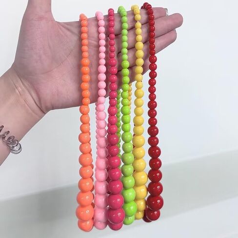 Todu Chunky Large Acrylic Beaded Necklace Earrings Set Candy Color 80s Necklace Earrings For Women Fashion Hip Hop Jewelry Gift in Kuwait