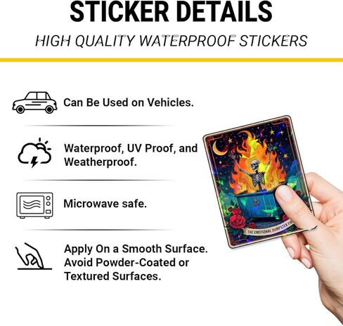 (3 قطع) ملصق التارو الناري The Emotional Dumpster Fire Tarot، ملصق النار الصغير هذا من Mine Dumpster Fire، هدايا مضحكة للدعم العاطفي - ملصقات للكمبيوتر المحمول وزجاجة المياه والهاتف وخوذة نافذة السيارة 3" in Kuwait