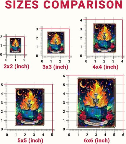 (3 قطع) ملصق التارو الناري The Emotional Dumpster Fire Tarot، ملصق النار الصغير هذا من Mine Dumpster Fire، هدايا مضحكة للدعم العاطفي - ملصقات للكمبيوتر المحمول وزجاجة المياه والهاتف وخوذة نافذة السيارة 3" in Kuwait