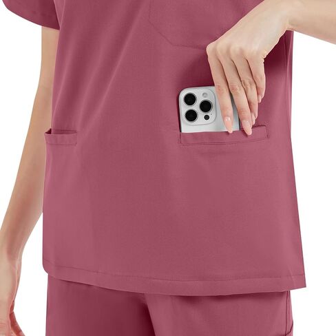 niaahinn Women's Scrub for Women V-Neck Top & Cargo Pants, Comfortable Scrub Set Stretch Fabric, 10 Pockets (S-XXL) in Kuwait
