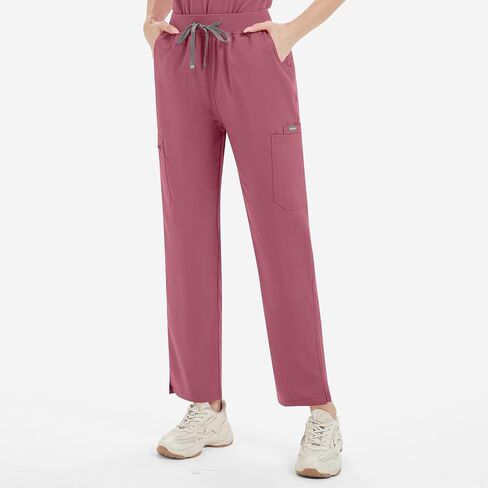 niaahinn Women's Scrub for Women V-Neck Top & Cargo Pants, Comfortable Scrub Set Stretch Fabric, 10 Pockets (S-XXL) in Kuwait