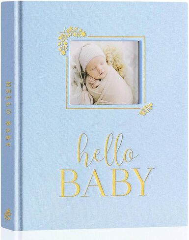Lanpn Hello Baby Memory Book, Linen Baby Book Memories with DIY Window, Newborn First 5 Year Keepsake Journal Scrapbook Photo Book Baby Milestone Album for Boy Girl New Parents (Green, 154 Pages) in Saudi Arabia