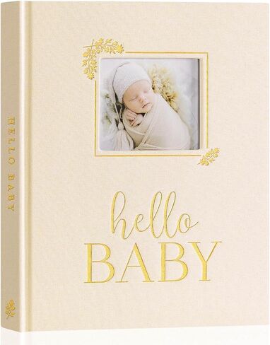 Lanpn Hello Baby Memory Book, Linen Baby Book Memories with DIY Window, Newborn First 5 Year Keepsake Journal Scrapbook Photo Book Baby Milestone Album for Boy Girl New Parents (Green, 154 Pages) in Saudi Arabia