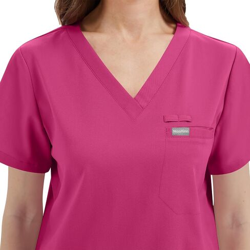 niaahinn Women's Scrub for Women V-Neck Top & Cargo Pants, Comfortable Scrub Set Stretch Fabric, 10 Pockets (S-XXL) in Kuwait