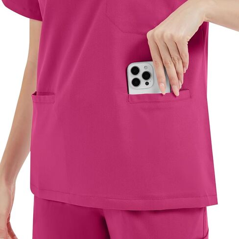 niaahinn Women's Scrub for Women V-Neck Top & Cargo Pants, Comfortable Scrub Set Stretch Fabric, 10 Pockets (S-XXL) in Kuwait