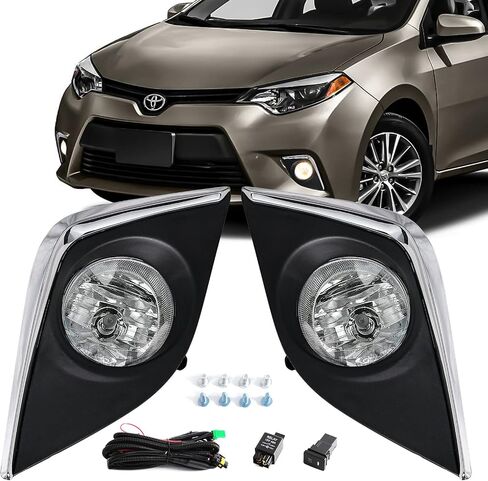 LED Fog Light For Toyota Corolla L/LE/LE ECO 2014-2016 Replacement Fog Lamp Assembly with Bezels + Wire Harness + Switch in Saudi Arabia