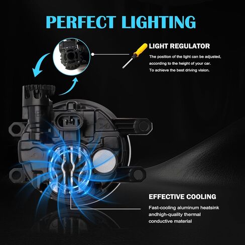 Upgraded LED Fog Light Assembly Compatible with 2006-2013 Toyota Camry RAV4 Highlander Corolla Avalon 4Runner Tacoma Tundra, Lexus GS350 HS250h LX570 RX350 RX450h, Left&Right fog lights, Black in Saudi Arabia