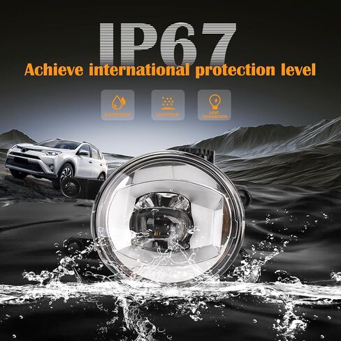 مجموعة مصباح الضباب LED تمت ترقيتها متوافقة مع 2006-2013 Toyota Camry Rav4 Highlander Corolla Avalon 4runner Tacoma Tundra ، Lexus GS350 HS250H LX570 RX350 RX450H ، Left and Right Lights ، Black in Kuwait