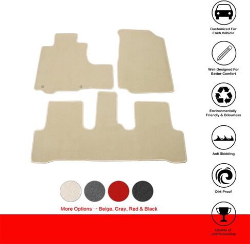 IKON MOTORSPORTS, Floor Mats Compatible with 2007-2011 Honda CR-V, Factory Fitment Gray/Grey Nylon Front Rear Car Floor Mats Liner Carpets Replacement 3PCS, 2008 2009 2010 in Saudi Arabia