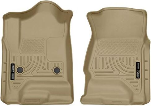 Husky Liners Weatherbeater Floor Hats | يناسب مختلف 2014-2020 شيفروليه سيلفرادو ، GMC Sierra ، Cadillac Escalade & ESV ، Yukon & XL ، Suburban ، Tahoe (انظر الوصف) | الصف الأمامي ، 2 -PC تان - 18233 in Kuwait