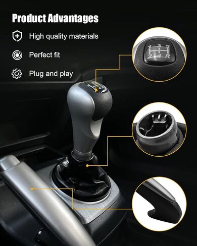 5 Speed Manual Gear Shift Knob مع حذاء جلدي مناسب لـ Honda Civic 2006 2007 2008 2008 2010 2011 استبدال 54102-SNA-A01 54102-SNA-A02 ، 3 حزمة in Saudi Arabia