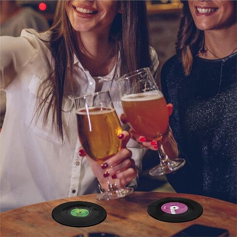 مجموعة Vintage Vinyl Records Set 12 قطعة-الوقايات المشروبات غير الماصة غير المنقولة ، هدية مثالية لعشاق الموسيقى والديكور الرجعية (M3) in Kuwait