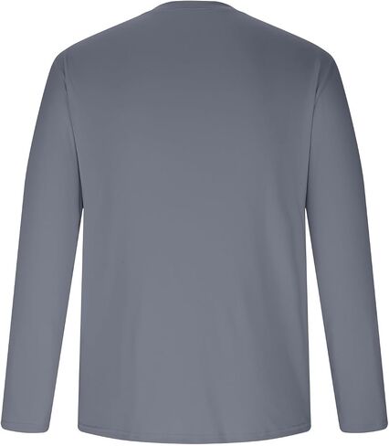 Men UPF 50 Long Sleeve Shirt UV Sun Protection Athletic Running Workout Rash Guard Moisture Wicking Crew Neck Basic Tee in Saudi Arabia