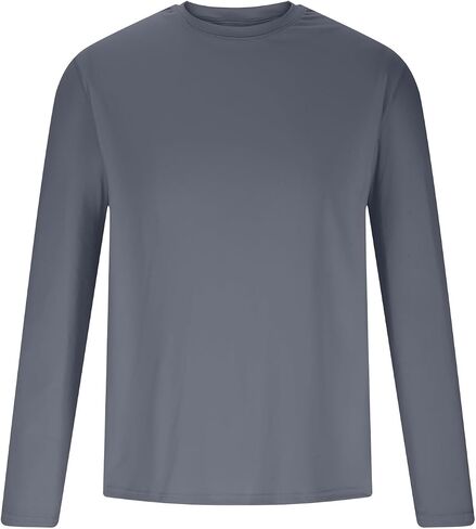 Men UPF 50 Long Sleeve Shirt UV Sun Protection Athletic Running Workout Rash Guard Moisture Wicking Crew Neck Basic Tee in Saudi Arabia