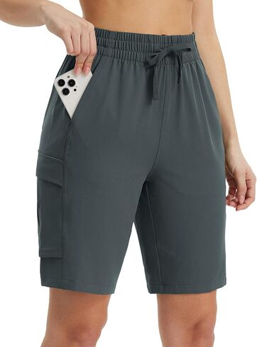 baleaf Women's 9" Cargo Shorts Hiking Water Resistant Pockets Bermuda Lightweight UPF50+ Camping Travel Outdoor in Kuwait