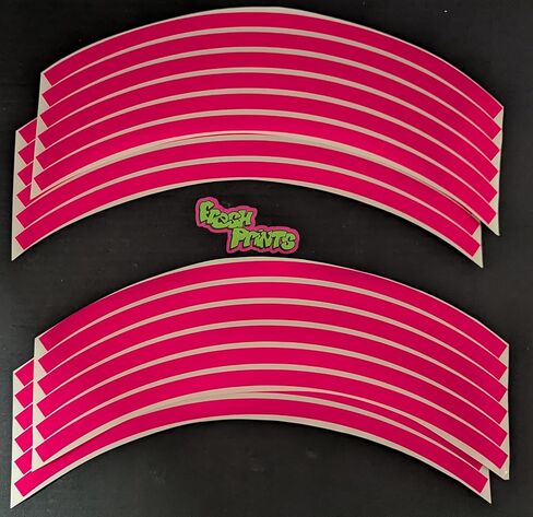 Fluorescent Neon Hot Pink Wheel Stickers Stripes for 17" Motorcycle Rims Dayglo Vinyl in Saudi Arabia