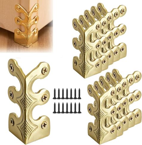 10 pcs Solid Brass Baseboard Corner Protectors, Skirting Board Corner Protectors, Vintage Metal Corner Protector Table Corner Edge Cover Safety Bracket with Screws (10, Black) in Saudi Arabia