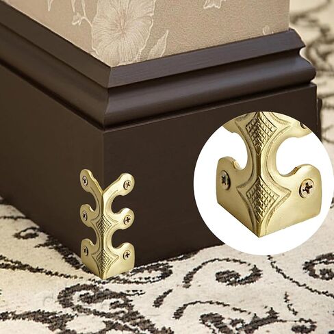 10 pcs Solid Brass Baseboard Corner Protectors, Skirting Board Corner Protectors, Vintage Metal Corner Protector Table Corner Edge Cover Safety Bracket with Screws (10, Black) in Saudi Arabia