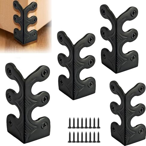 10 pcs Solid Brass Baseboard Corner Protectors, Skirting Board Corner Protectors, Vintage Metal Corner Protector Table Corner Edge Cover Safety Bracket with Screws (10, Black) in Saudi Arabia
