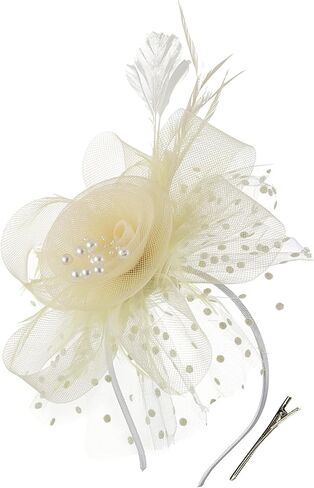 سحرت نساء شاي حفل زفاف شبكة زفاف زهرة لؤلؤة ريشة قبعة ريشة مع عقال ومقطع in Kuwait