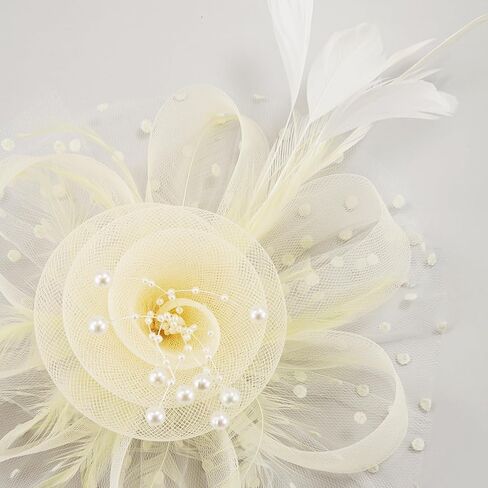 سحرت نساء شاي حفل زفاف شبكة زفاف زهرة لؤلؤة ريشة قبعة ريشة مع عقال ومقطع in Kuwait