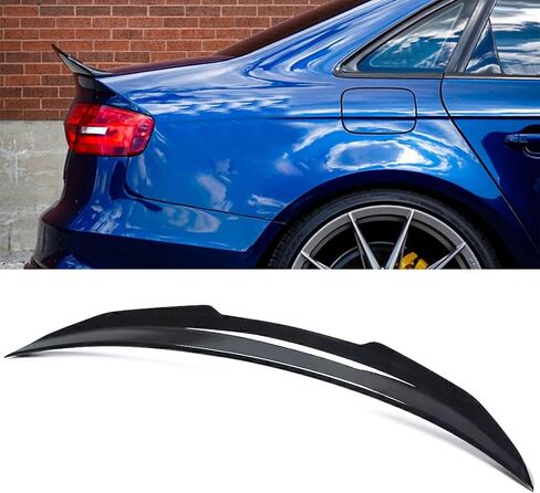 جناح المفسد الجذع الخلفي متوافق مع 2013-2016 Audi A4 B8.5 سيدان نماذج ركلة عالية من Duckbill ، Gloss Black Style in Kuwait