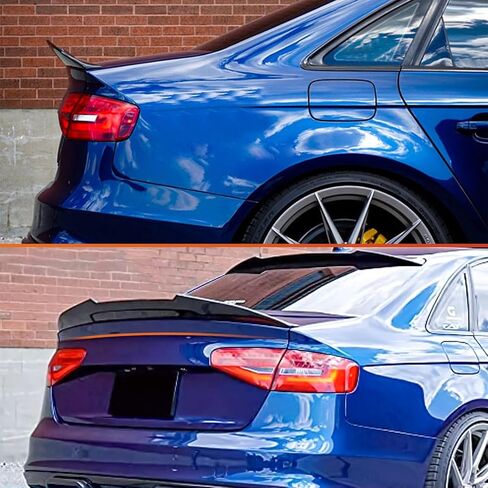 جناح المفسد الجذع الخلفي متوافق مع 2013-2016 Audi A4 B8.5 سيدان نماذج ركلة عالية من Duckbill ، Gloss Black Style in Kuwait