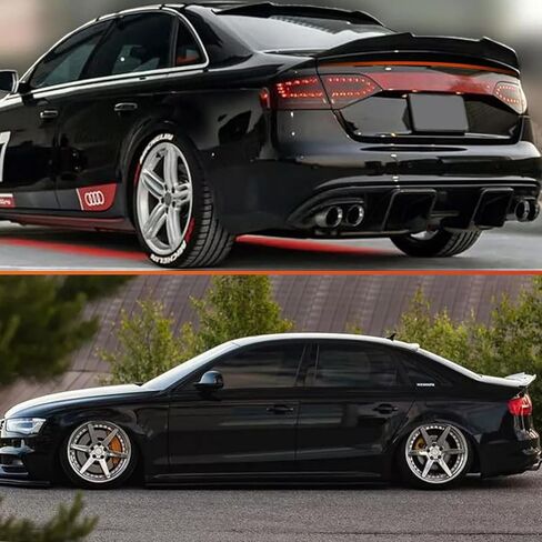 جناح المفسد الجذع الخلفي متوافق مع 2013-2016 Audi A4 B8.5 سيدان نماذج ركلة عالية من Duckbill ، Gloss Black Style in Kuwait