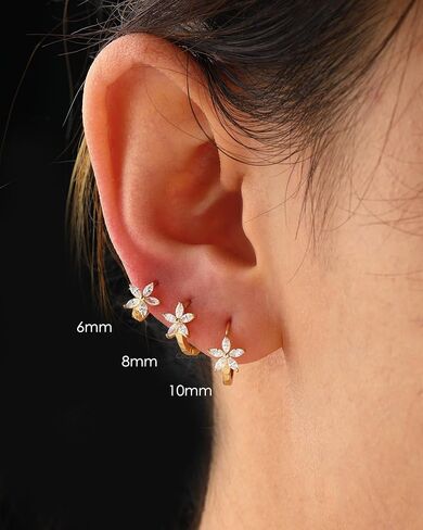 COCHARM 14K Solid Gold Cartilage Hoop Earrings 20g Helix Piercing Jewelry Floral Rook Earrings Daith Piercing Jewelry for Women Men in Saudi Arabia
