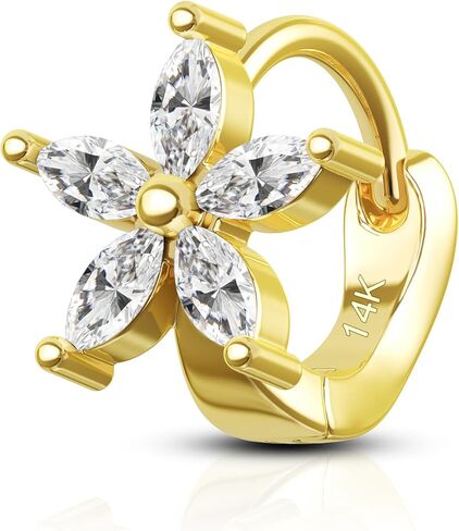 COCHARM 14K Solid Gold Cartilage Hoop Earrings 20g Helix Piercing Jewelry Floral Rook Earrings Daith Piercing Jewelry for Women Men in Saudi Arabia