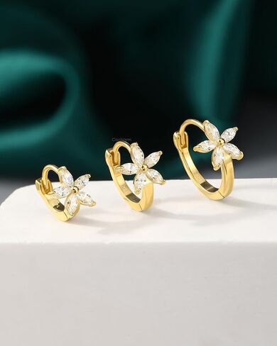 COCHARM 14K Solid Gold Cartilage Hoop Earrings 20g Helix Piercing Jewelry Floral Rook Earrings Daith Piercing Jewelry for Women Men in Saudi Arabia