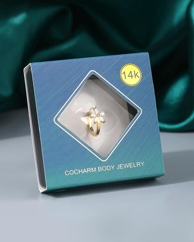 COCHARM 14K Solid Gold Cartilage Hoop Earrings 20g Helix Piercing Jewelry Floral Rook Earrings Daith Piercing Jewelry for Women Men in Saudi Arabia