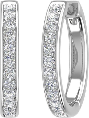 Women's Diamond Hoop Earrings in 10K Gold or 950 Platinum (0.28 cttw) in Kuwait