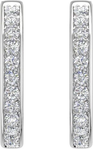 Women's Diamond Hoop Earrings in 10K Gold or 950 Platinum (0.28 cttw) in Kuwait