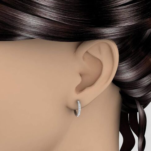 Women's Diamond Hoop Earrings in 10K Gold or 950 Platinum (0.28 cttw) in Kuwait